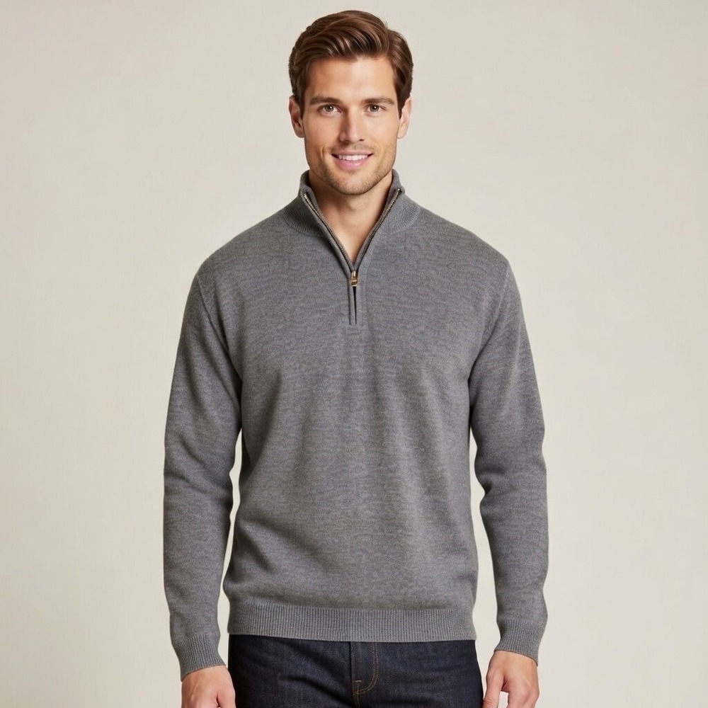 Tommy Bahama Mens XL Gray 100% Cotton Quarter Zip Pullover Sweaterโ Mock Neck